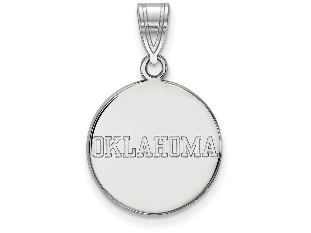 LogoArt Sterling Silver Oklahoma Medium Disc Pendant Necklace