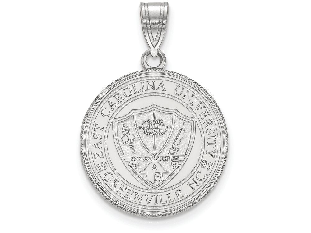 LogoArt Sterling Silver East Carolina University Large Crest Pendant Necklace