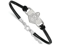 LogoArt Sterling Silver Purdue Leather Bracelet Small Center