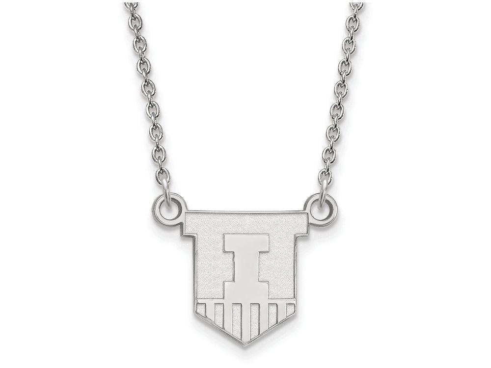 LogoArt Sterling Silver University Of Illinois Small Pendant Necklace