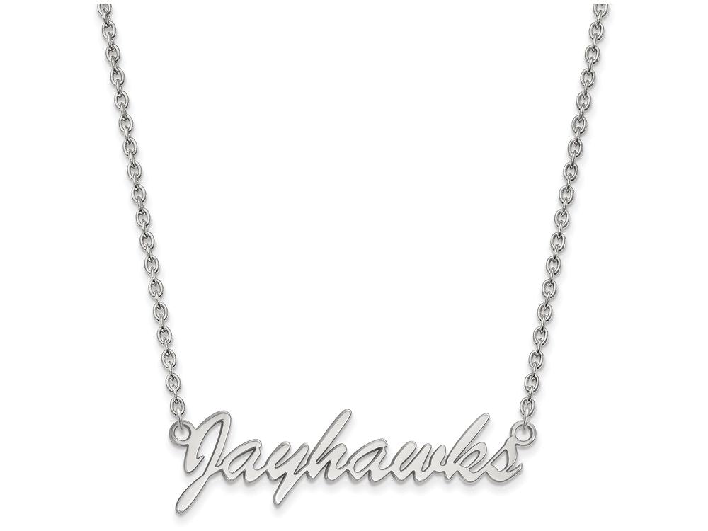 LogoArt Sterling Silver University Of Kansas Medium Pendant Necklace