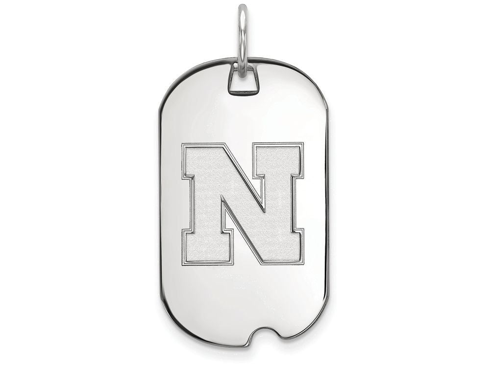 LogoArt Sterling Silver University Of Nebraska Small Dog Tag Pendant Necklace