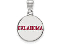 LogoArt Sterling Silver Oklahoma Medium Enamel Disc Pendant Necklace