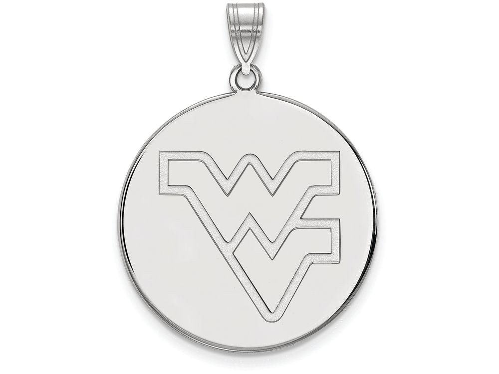 LogoArt Sterling Silver West Virginia University XL Disc Pendant Necklace