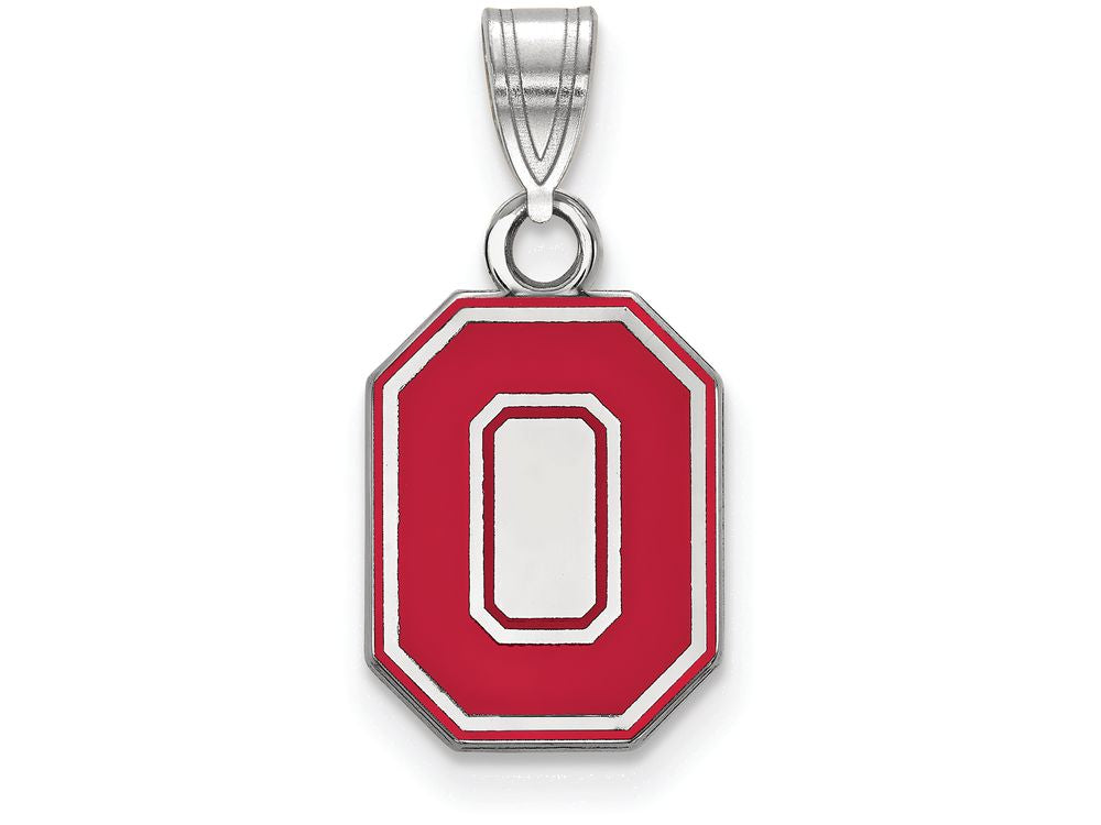 LogoArt Sterling Silver Ohio State University Small Enamel Pendant Necklace