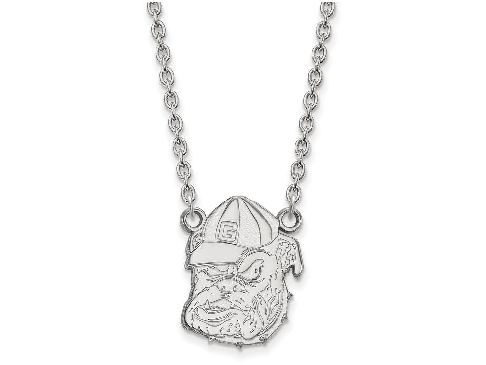 LogoArt Sterling Silver University Of Georgia Large Pendant Necklace