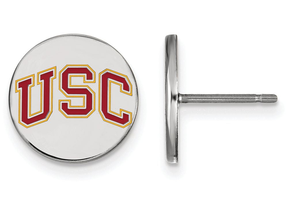 Logoart 925 Sterling Silver University Of Southern California Extra Small Enamel Disc Earrings