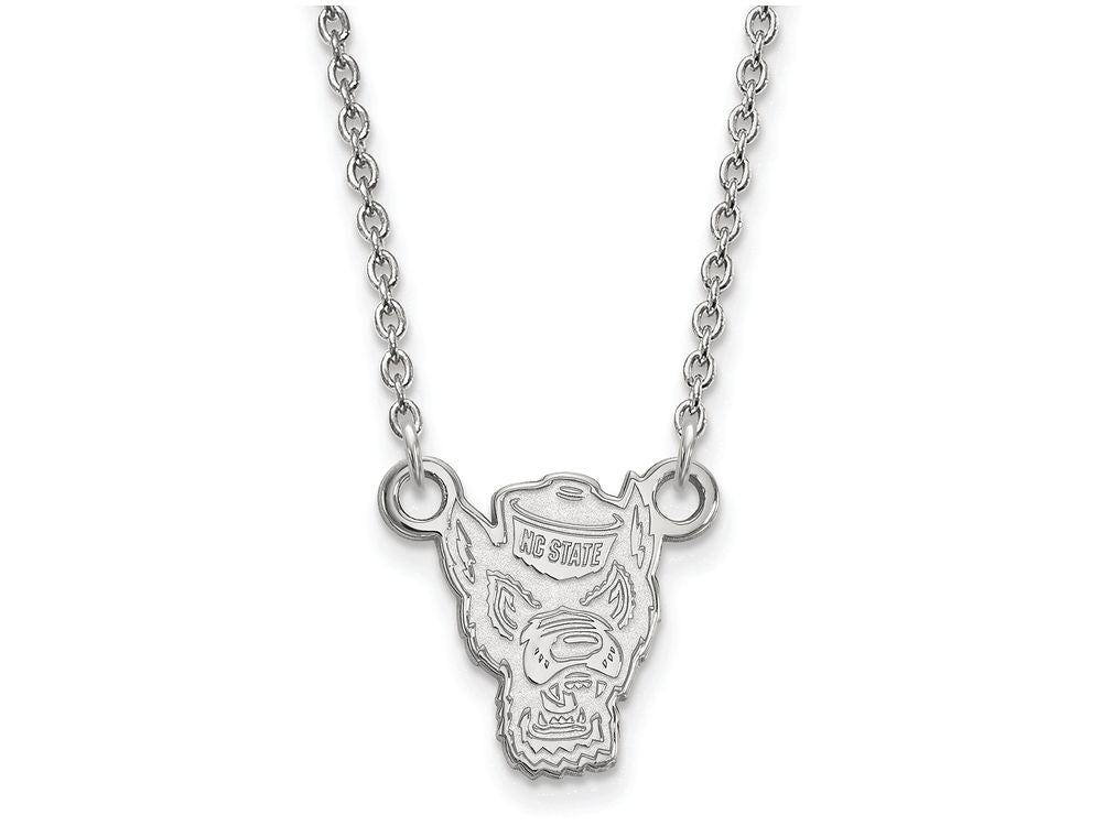LogoArt Sterling Silver North Carolina State University Small Pendant Necklace