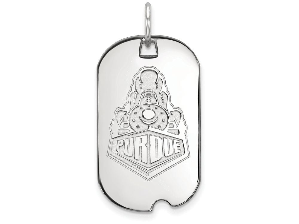 LogoArt Sterling Silver Purdue Small Dog Tag Pendant Necklace