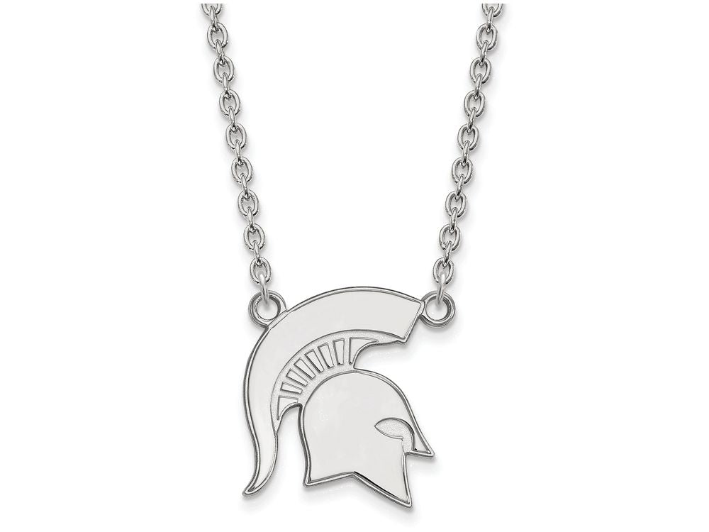 LogoArt Sterling Silver Michigan State University Large Pendant Necklace