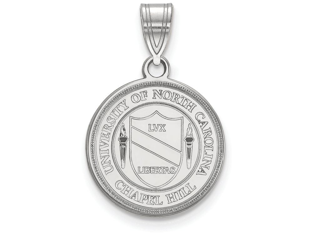 LogoArt Sterling Silver University Of North Carolina Medium Crest Pendant Necklace