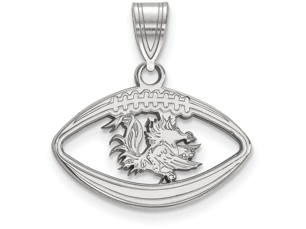 LogoArt Sterling Silver University Of South Carolina Pendant Necklace In Football