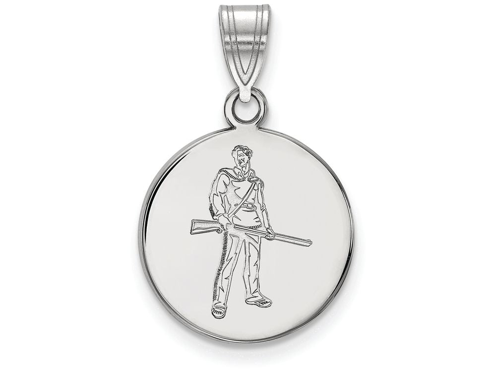 LogoArt Sterling Silver West Virginia University Medium Disc Pendant Necklace