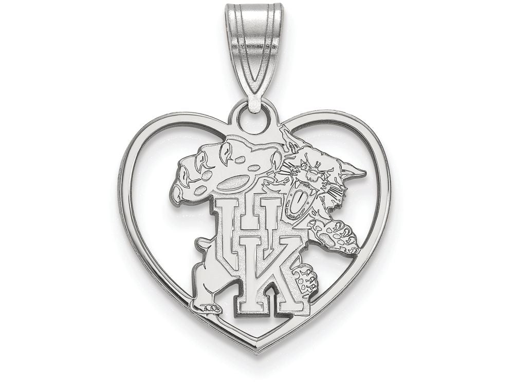 LogoArt Sterling Silver University Of Kentucky Pendant Necklace In Heart