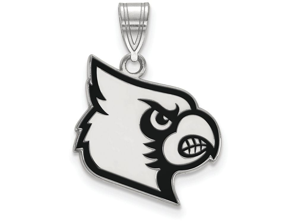 LogoArt Sterling Silver University Of Louisville Large Enamel Pendant Necklace