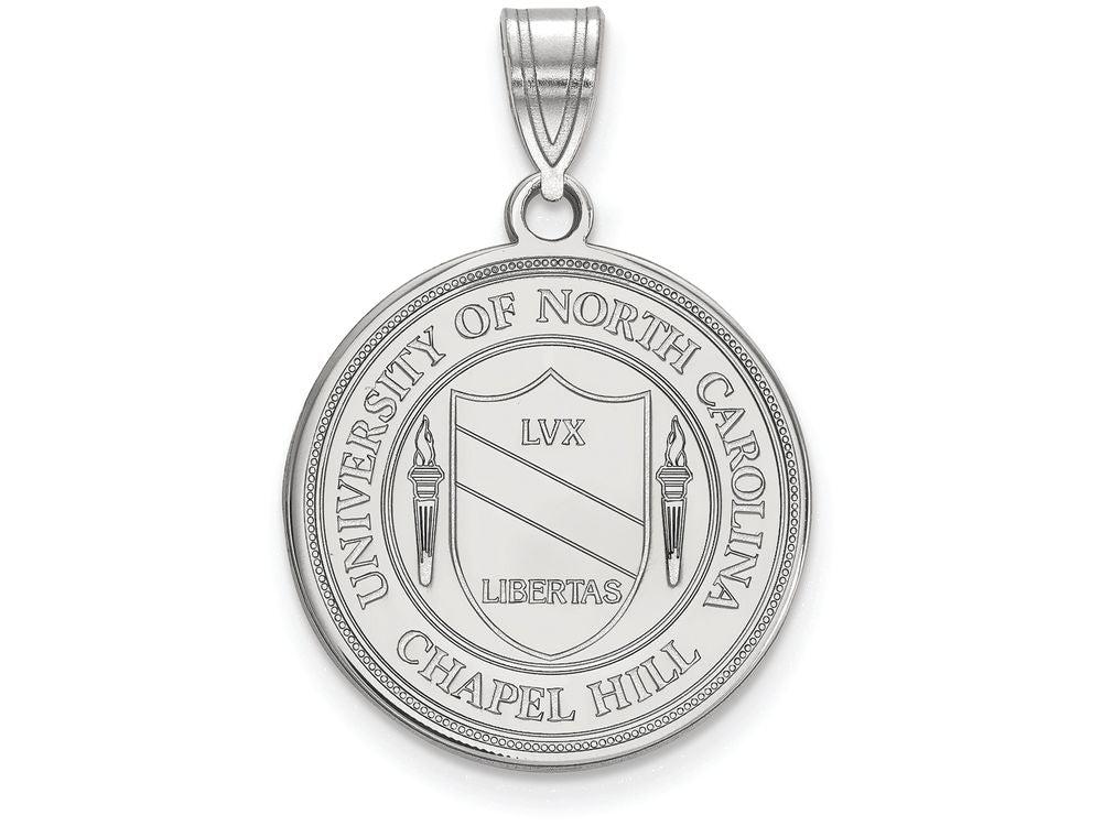 LogoArt Sterling Silver University Of North Carolina Large Crest Pendant Necklace
