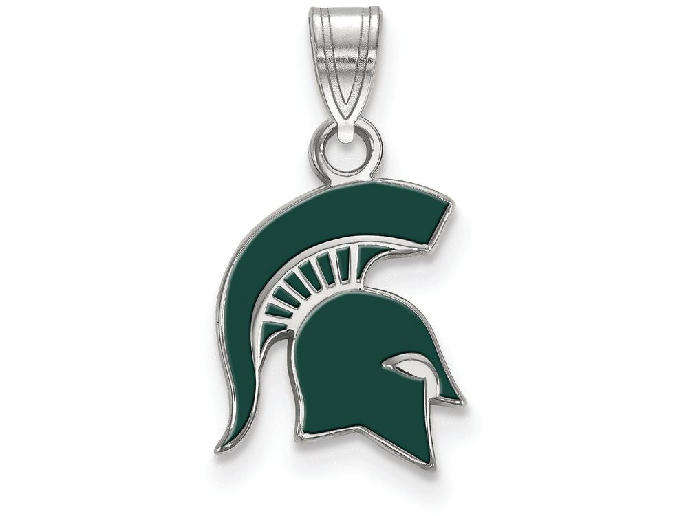 LogoArt Sterling Silver Michigan State University Small Enamel Pendant Necklace