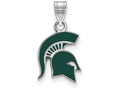 LogoArt Sterling Silver Michigan State University Small Enamel Pendant Necklace