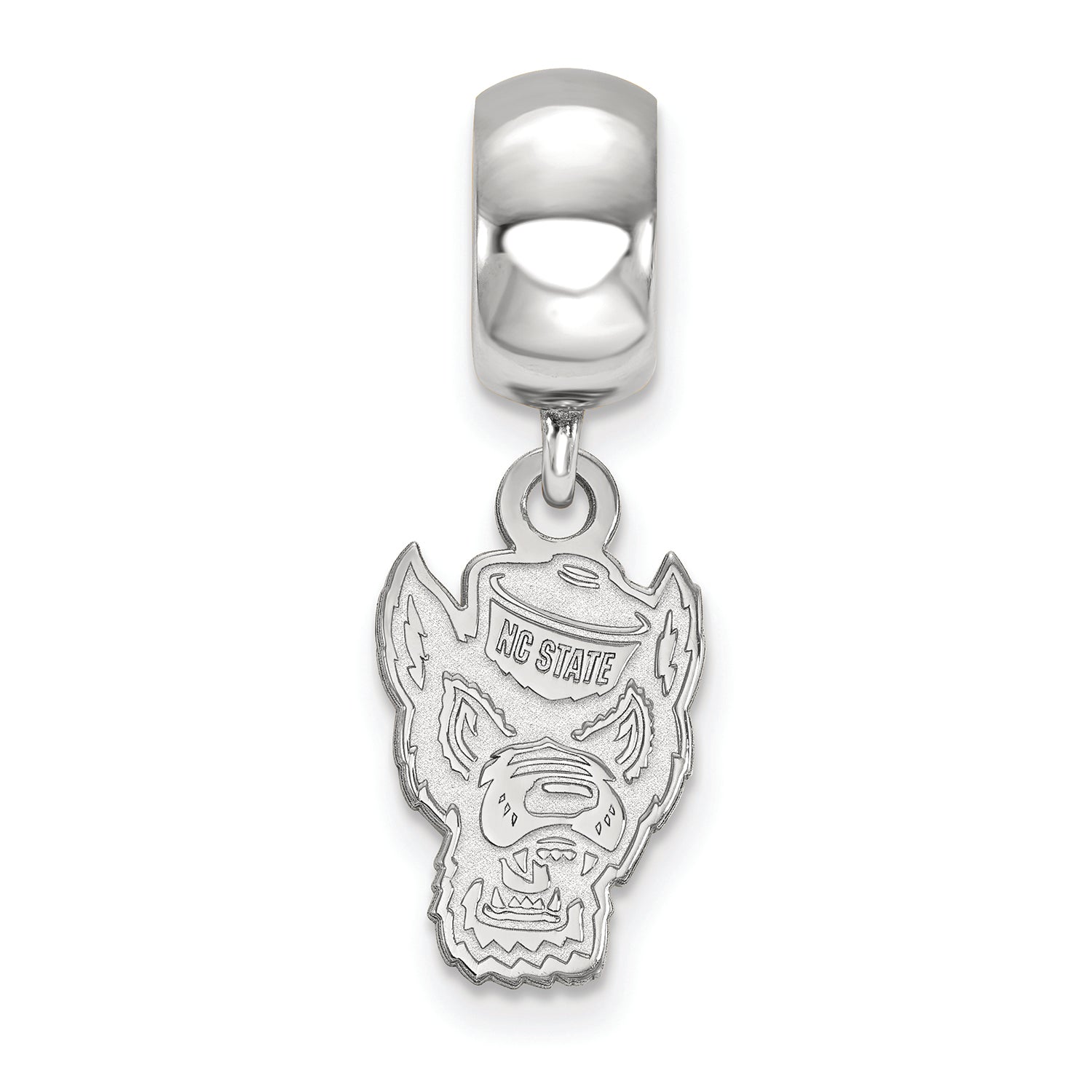 LogoArt Sterling Silver North Carolina State University Bead Charm Charm Small Dangle Bead Charm