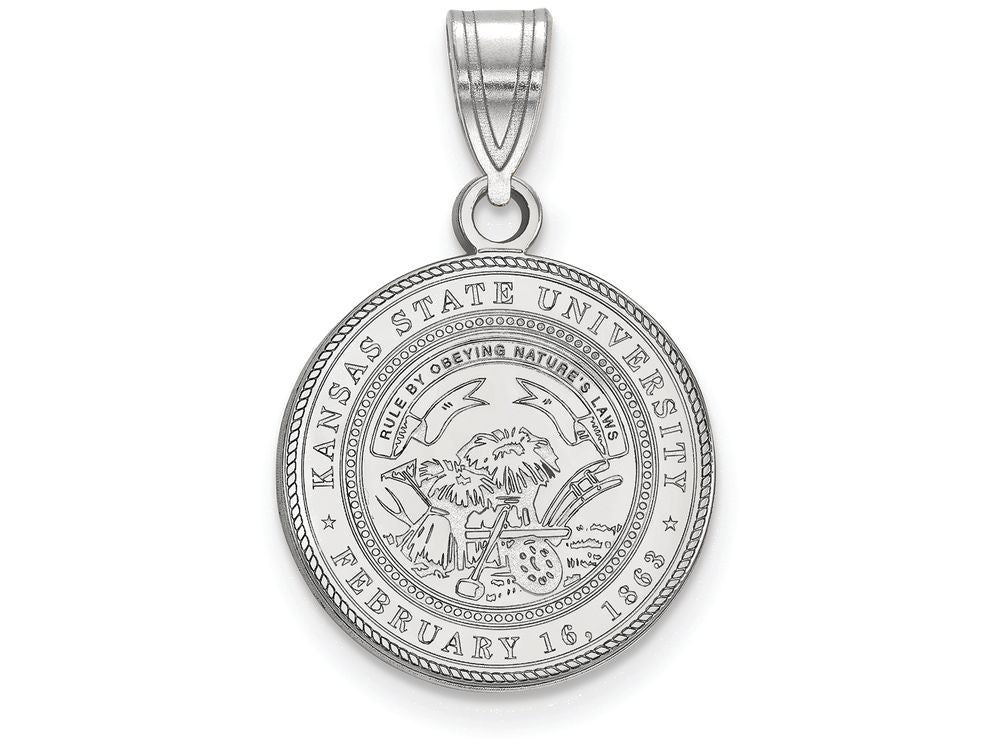 LogoArt Sterling Silver Kansas State University Medium Crest Pendant Necklace