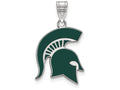LogoArt Sterling Silver Michigan State University Large Enamel Pendant Necklace