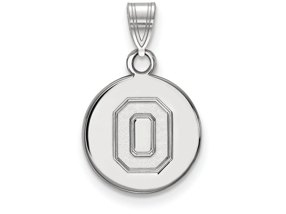 LogoArt Sterling Silver Ohio State University Small Disc Pendant Necklace
