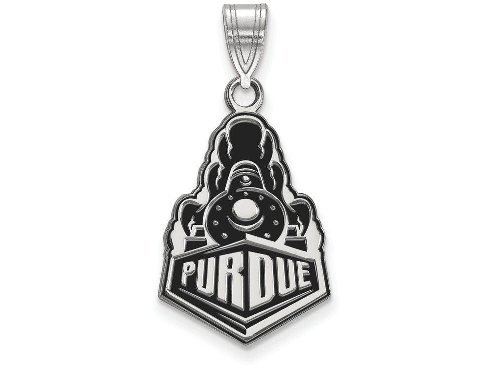 LogoArt Sterling Silver Purdue Large Enamel Pendant Necklace