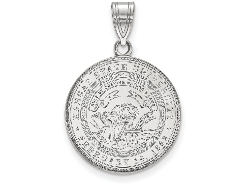 LogoArt Sterling Silver Kansas State University Large Crest Pendant Necklace