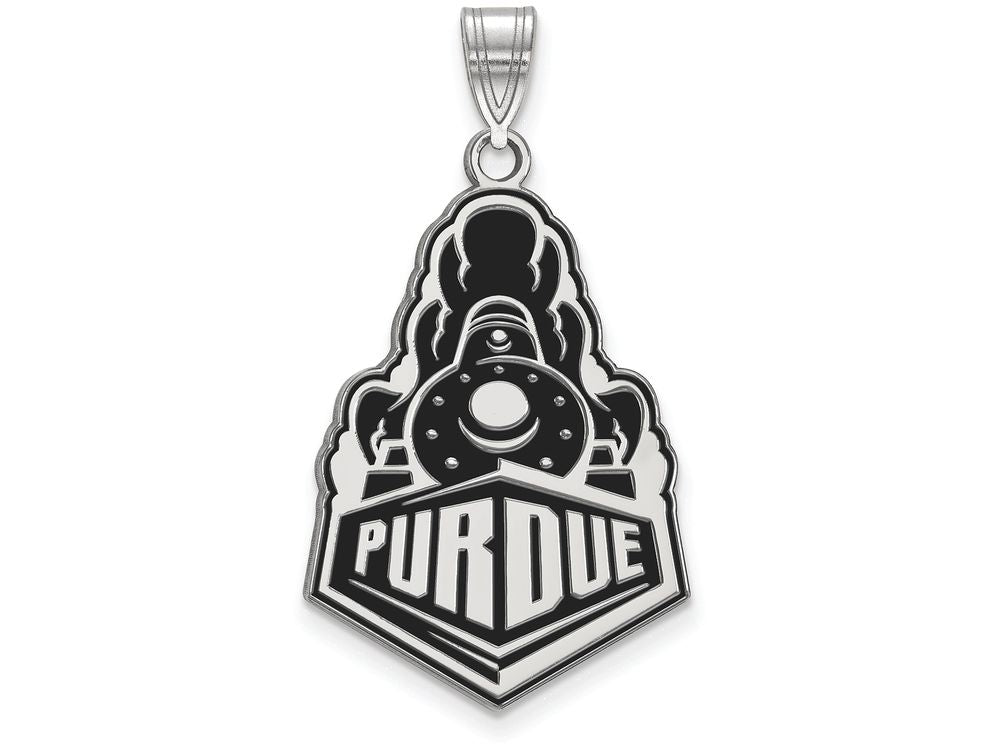 LogoArt Sterling Silver Purdue XL Enamel Pendant Necklace