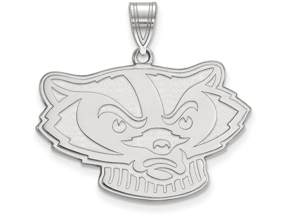 LogoArt Sterling Silver University Of Wisconsin Large Pendant Necklace