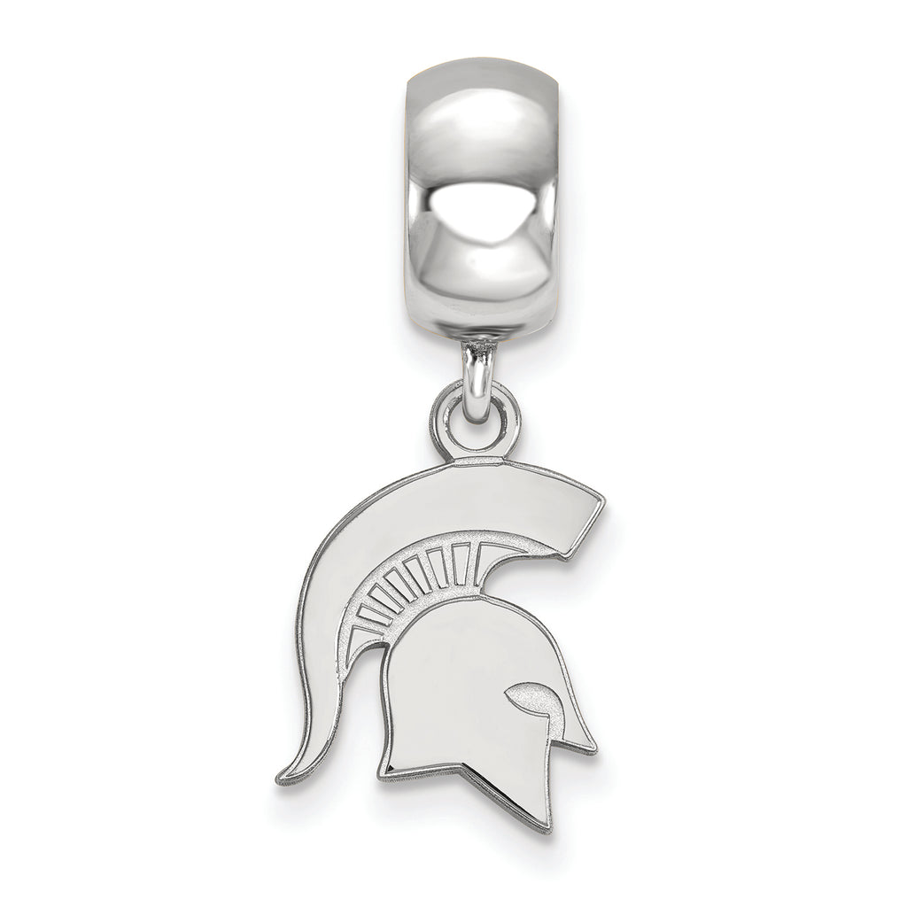 LogoArt Sterling Silver Michigan State University Bead Charm Charm Small Dangle Bead Charm