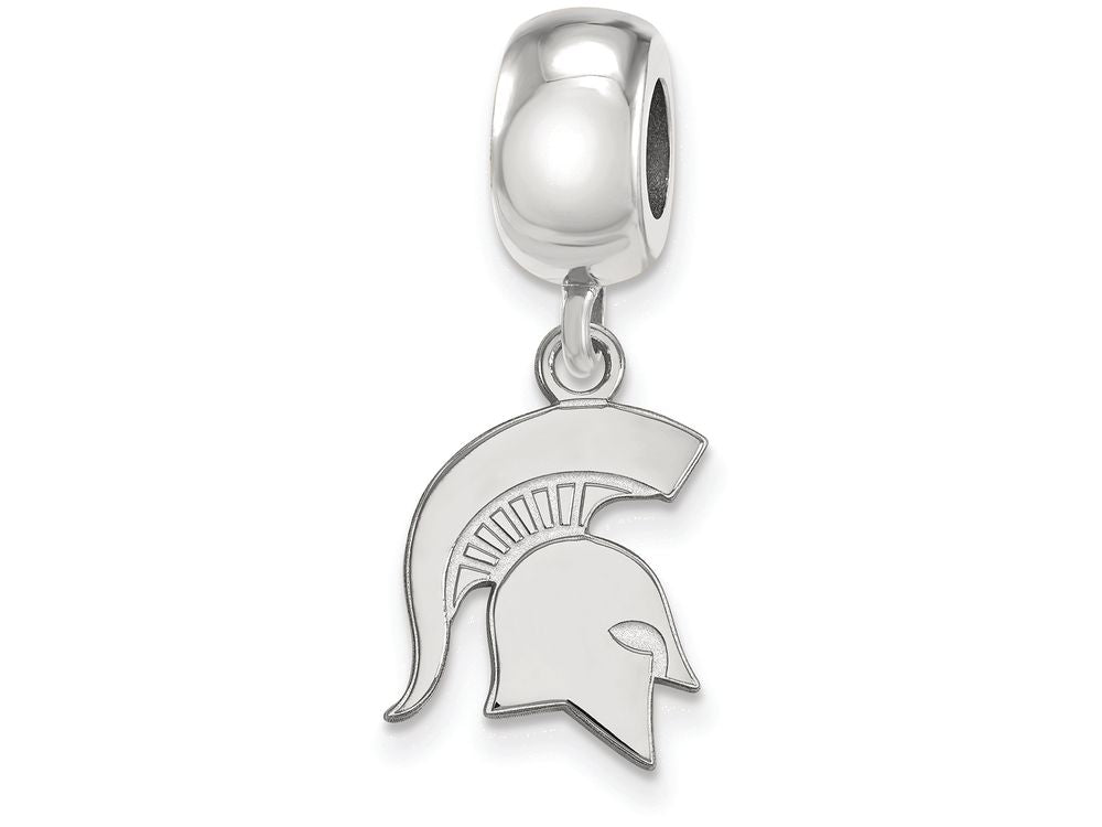 LogoArt Sterling Silver Michigan State University Bead Charm Charm Small Dangle Bead Charm
