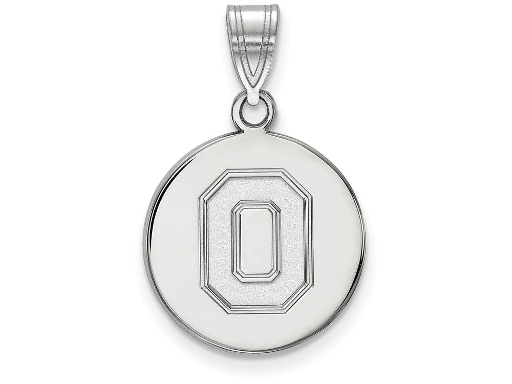LogoArt Sterling Silver Ohio State University Medium Disc Pendant Necklace
