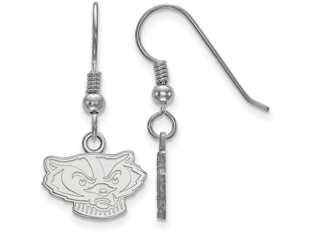 LogoArt Sterling Silver University Of Wisconsin Xs Dangle Earrings Wire