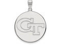 LogoArt Sterling Silver Georgia Institute Of Technology XL Disc Pendant Necklace