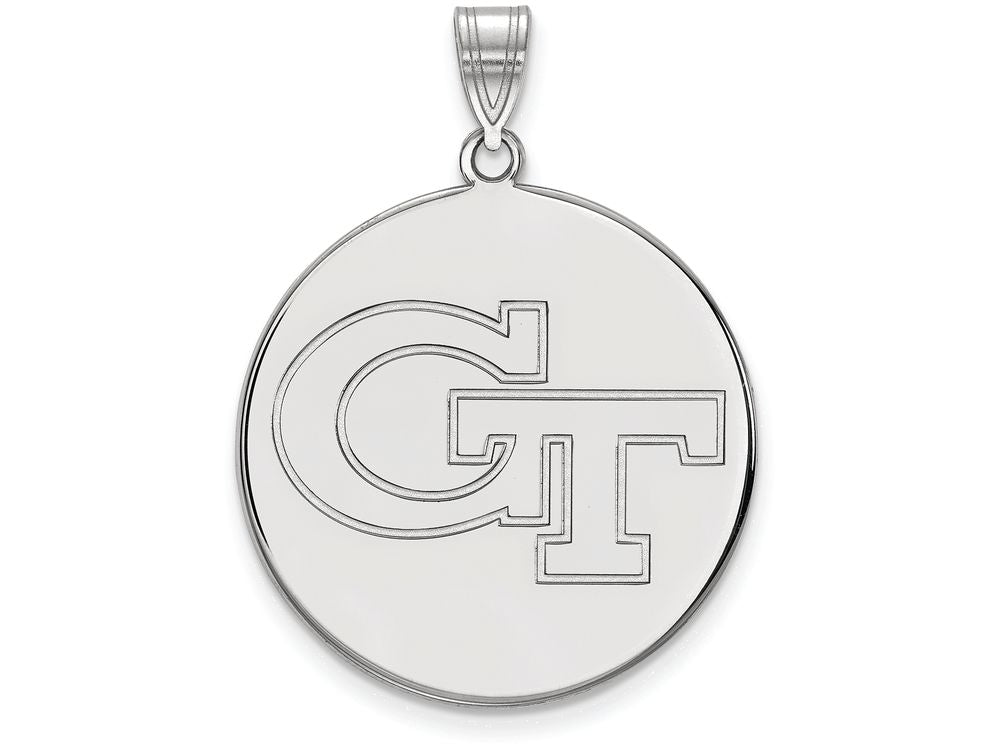 LogoArt Sterling Silver Georgia Institute Of Technology XL Disc Pendant Necklace