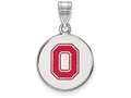 LogoArt Sterling Silver Ohio State University Medium Enamel Disc Pendant Necklace