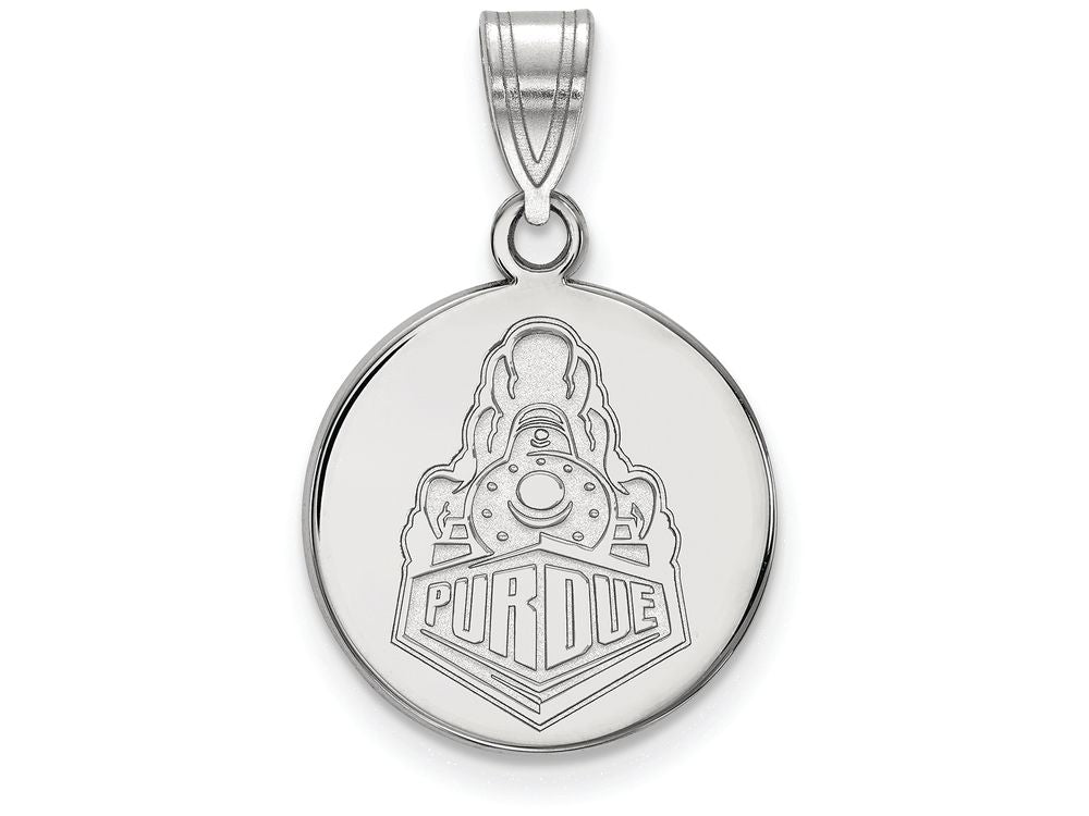 LogoArt Sterling Silver Purdue Medium Disc Pendant Necklace