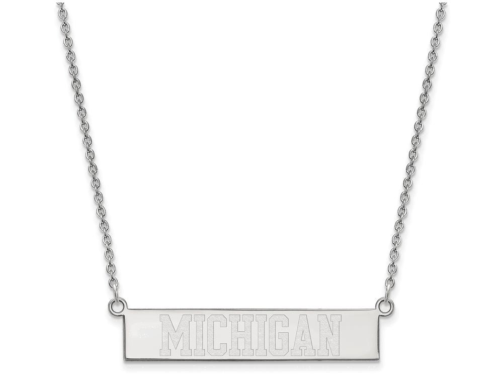 Logoart 925 Sterling Silver The University Of Michigan Small Bar Necklace