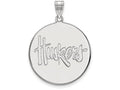 LogoArt Sterling Silver University Of Nebraska XL Disc Pendant Necklace