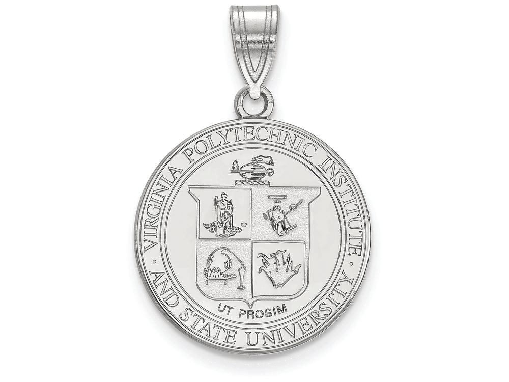 LogoArt Sterling Silver Virginia Tech Large Crest Pendant Necklace