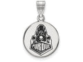 LogoArt Sterling Silver Purdue Medium Enamel Disc Pendant Necklace