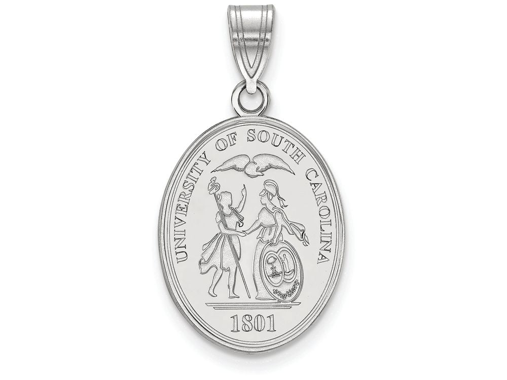 LogoArt Sterling Silver University Of South Carolina Large Crest Pendant Necklace