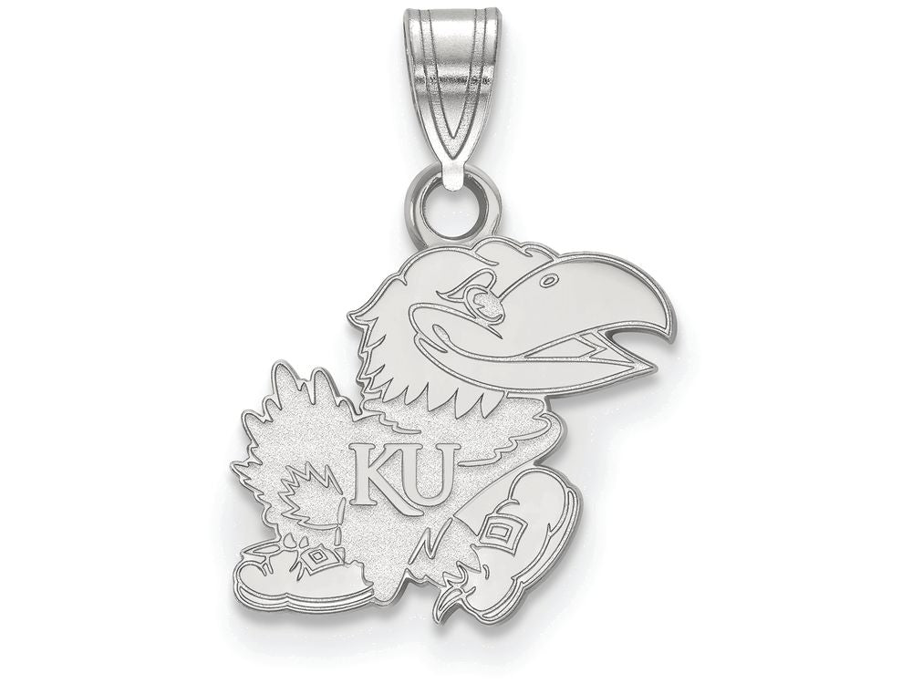 LogoArt Sterling Silver University Of Kansas Small Pendant Necklace