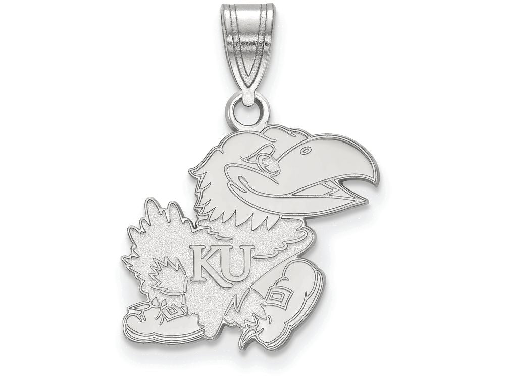 LogoArt Sterling Silver University Of Kansas Medium Pendant Necklace