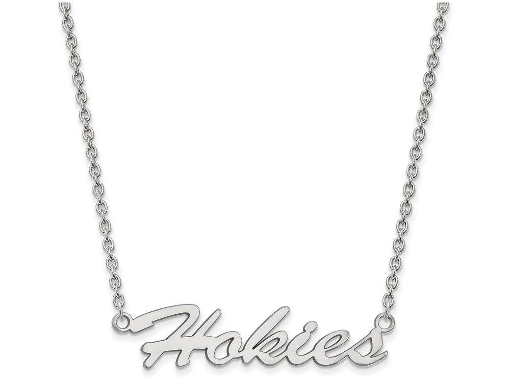 LogoArt Sterling Silver Virginia Tech Medium Pendant Necklace