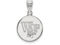 LogoArt Sterling Silver Wake Forest University Medium Disc Pendant Necklace