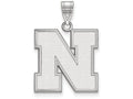 LogoArt Sterling Silver University Of Nebraska Large Pendant Necklace