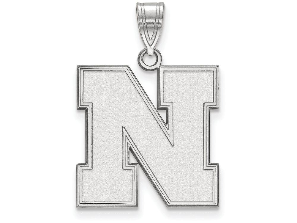 LogoArt Sterling Silver University Of Nebraska Large Pendant Necklace