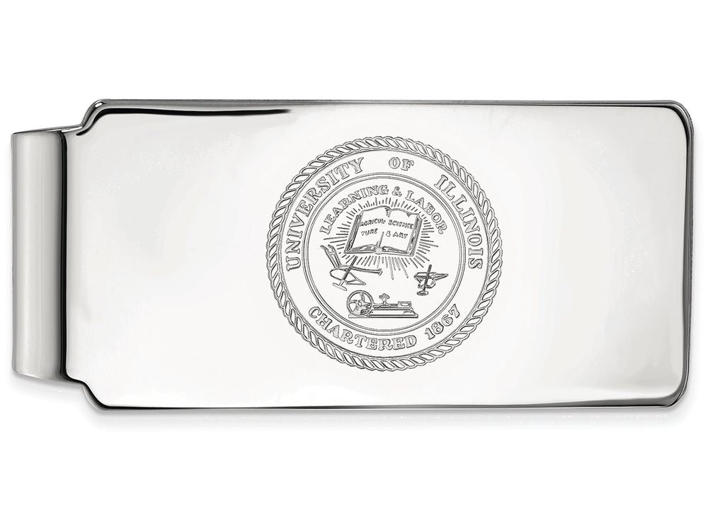 Logoart 925 Sterling Silver University Of Illinois Crest Money Clip
